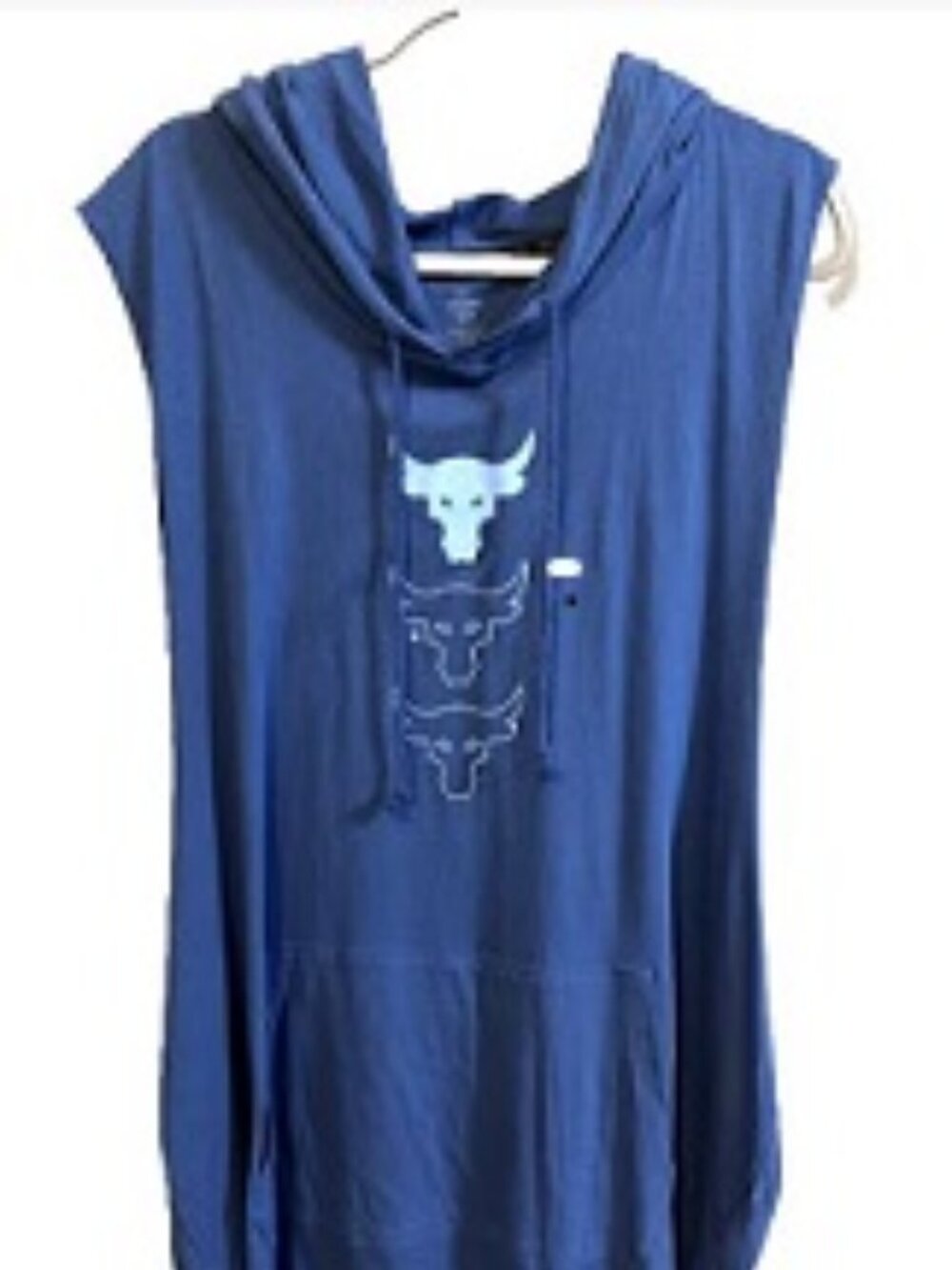 Under Armour Project Rock Sleeveless Hoodie Tank Top Men5XL Blue Loose Fit NWT